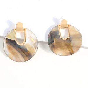 Shell Gold Open Circle Acetate Drop Earrings NWT